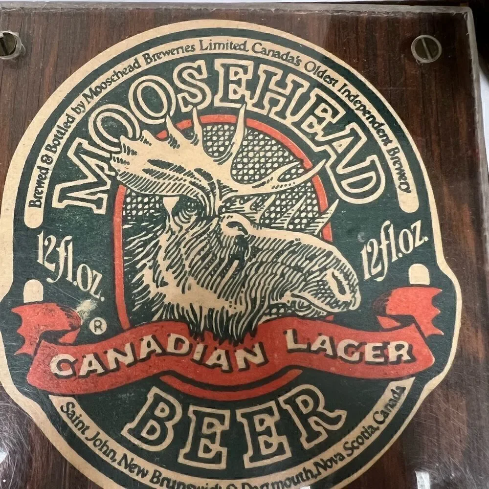 Wood drink coasters Moosehead Canadian lager beer set of 5